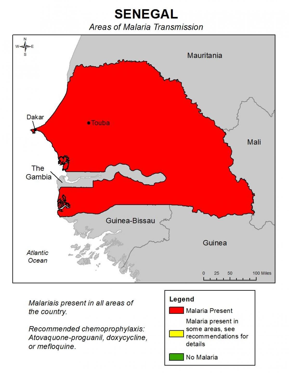 térkép Szenegál malária