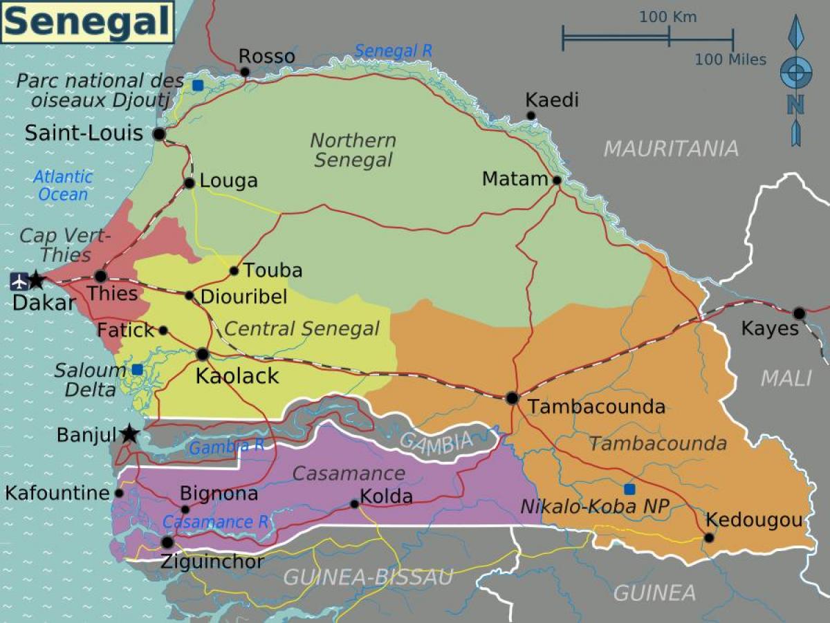 térkép Szenegál politikai