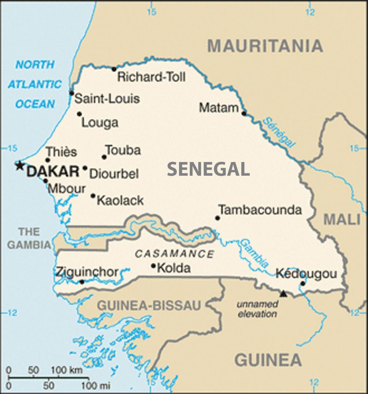 térkép Szenegál, valamint a környező országokban